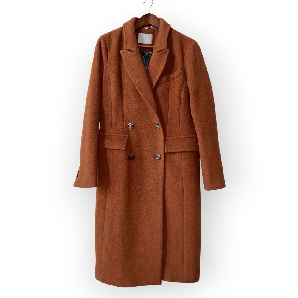Soia & Kyo Double Breasted Wool Blend Coat Women’s Medium Trench Overcoat Brown
